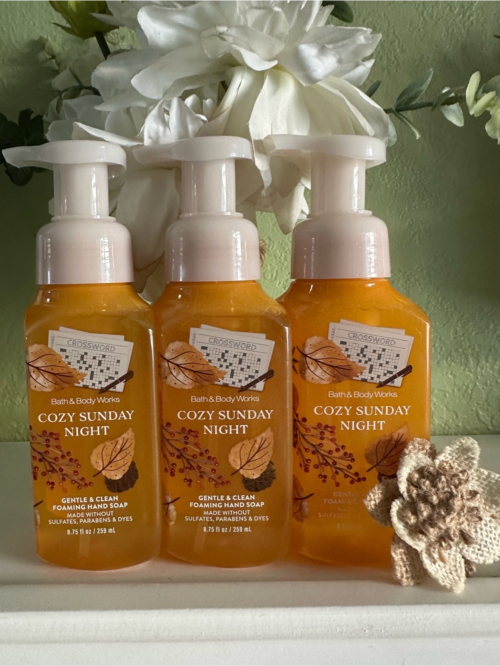 Bath & Body Works Cozy Sunday Night Orange Foaming Hand Soap Trio